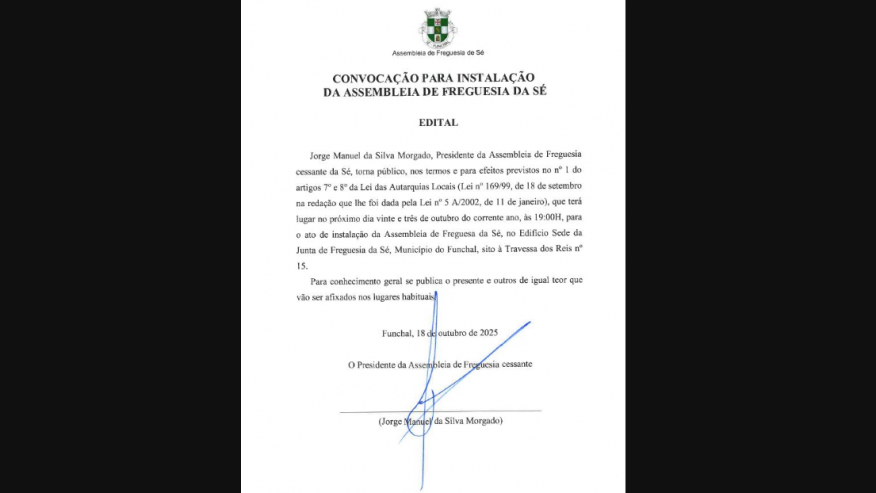 INSTALA&Ccedil;&Atilde;O DA ASSEMLEIA DE FREGUESIA DA S&Eacute; - 23/10/2025
